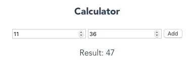 The result of the component implemented here consists of two input fields and a button to trigger the addition.
